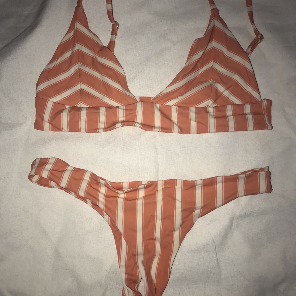 Tori Praver Striped Bikini Set